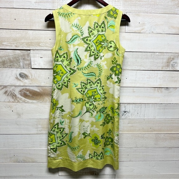 Ann Taylor Dress Womens 4 Green Floral Sleeveless V Neck Lined Side Zip Sheath - Picture 7 of 11